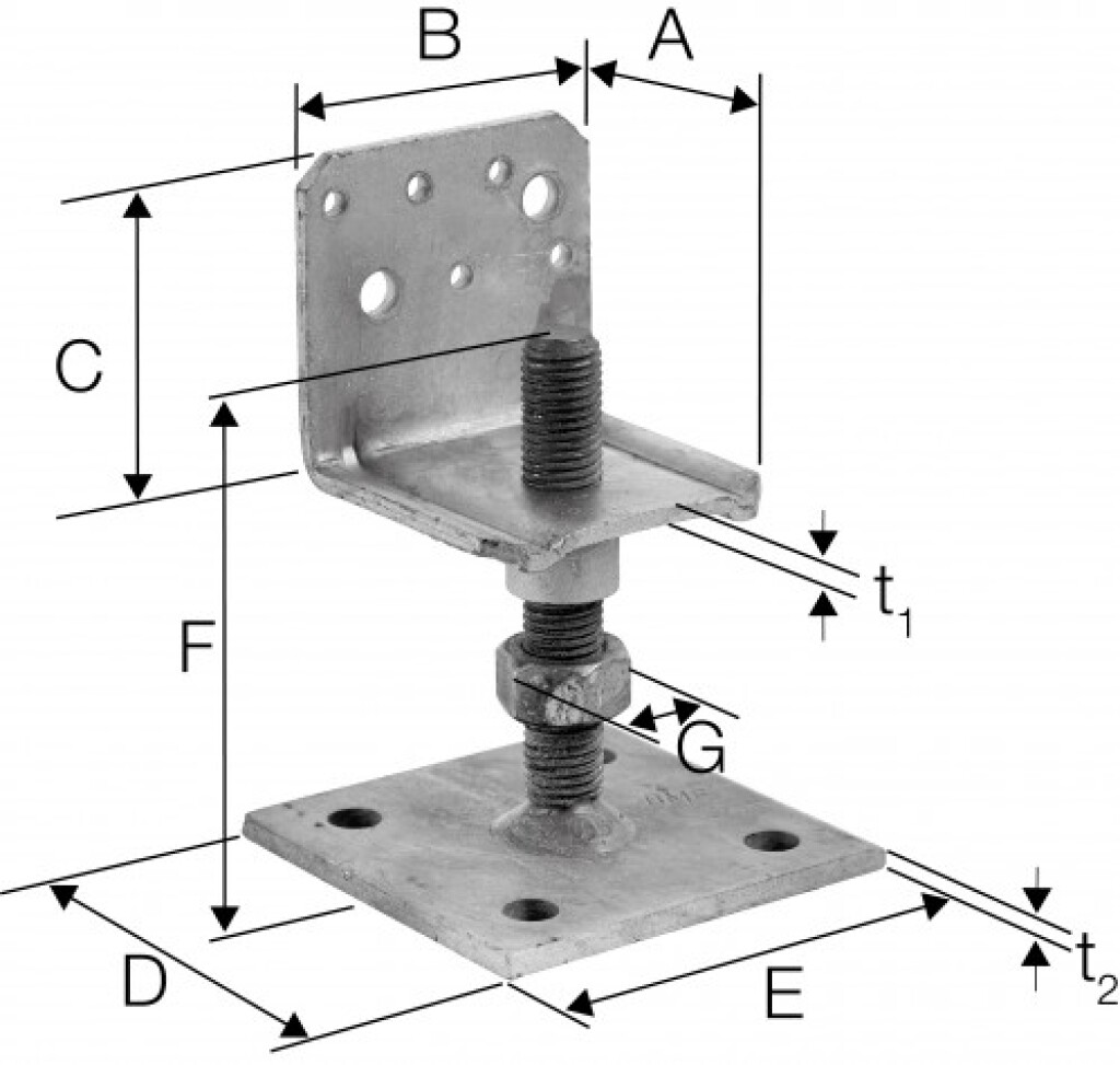 Pfostenfüße LB  60 x 165 neu PLB60/165G-B *AUSLAUFARTIKEL*